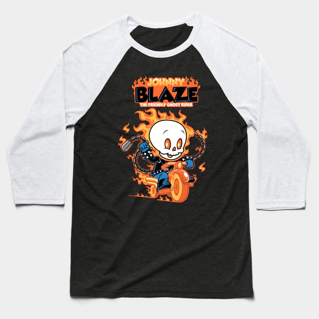 Johnny Blaze Baseball T-Shirt by harebrained